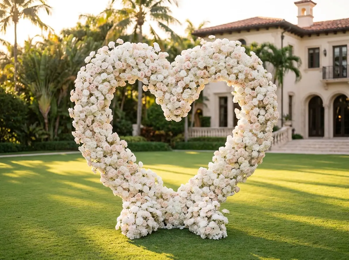 Heart shaped floral arch rental Tampa