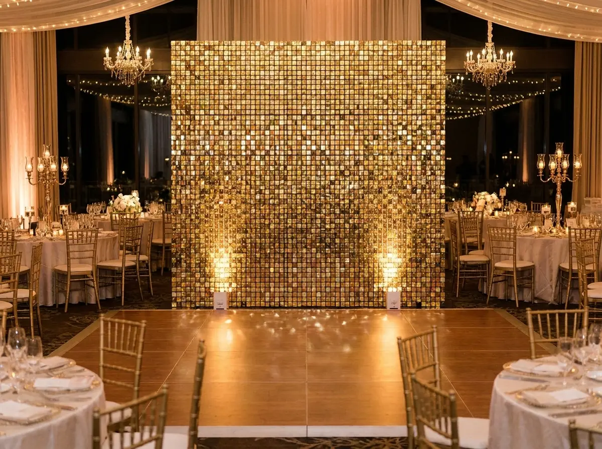 Gold shimmer wall rental Tampa